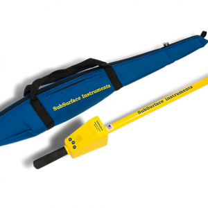 SubSurface Instruments, ML-1 (Magnetic Locator) Product - Blue Soft Carrying Case next to Yellow Product, Made in the USA